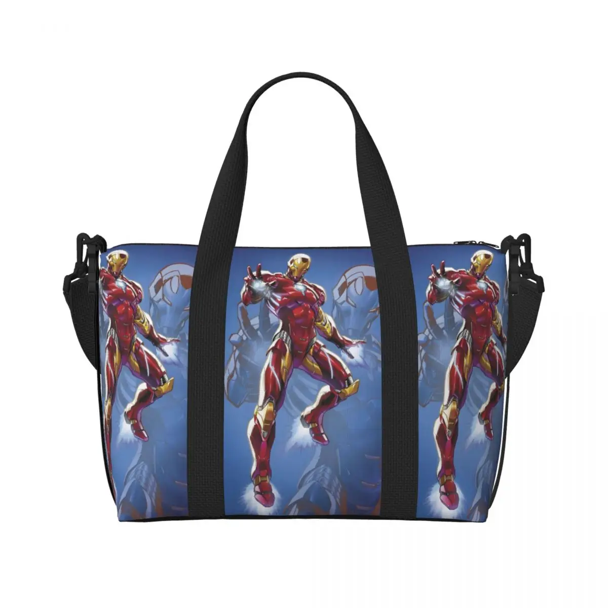 

Custom Iron Man Tote Bag Women Large Capacity Hero Gym Beach Shoulder Travel Bag