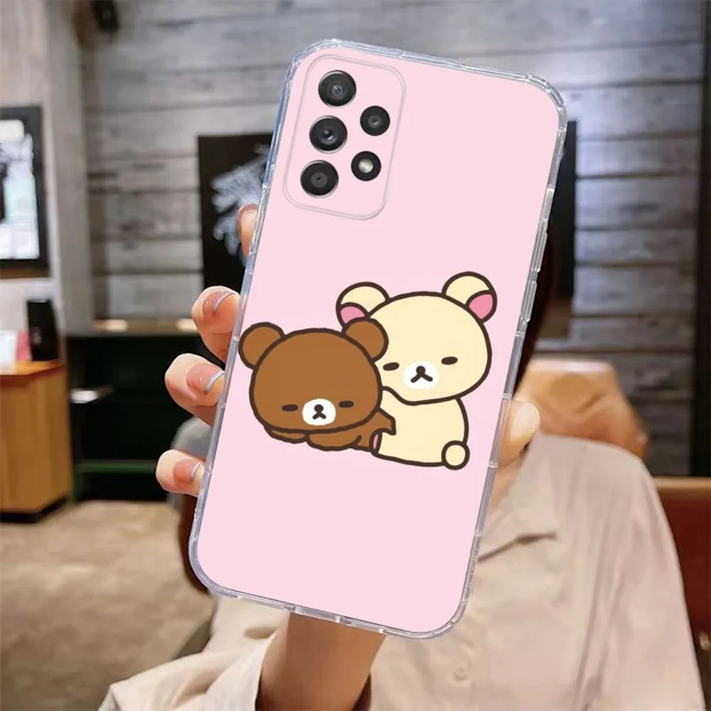 Cute R-Rilakkumas Bear Phone Case For Samsung Galaxy A71,70,52,51,40,31,A50,30S,21S,Note20ultra Transparent Cover