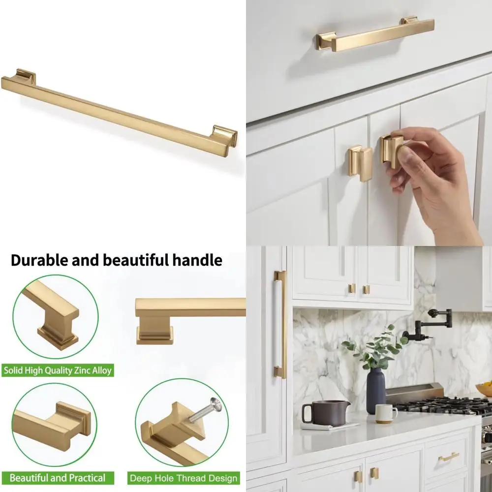 

Champagne Bronze Cabinet Handles 5-Pack, 320mm Hole Center, Furniture Hardware Knobs for Kitchen Cabinets, Bathroom, Bedroom.