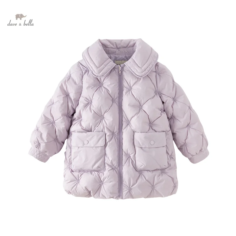 Dave Bella Children Girls Down Jacket 2023 Winter New Fashion Casual Long Coat Parkas Noble Padding Outerwear Party DK4236993