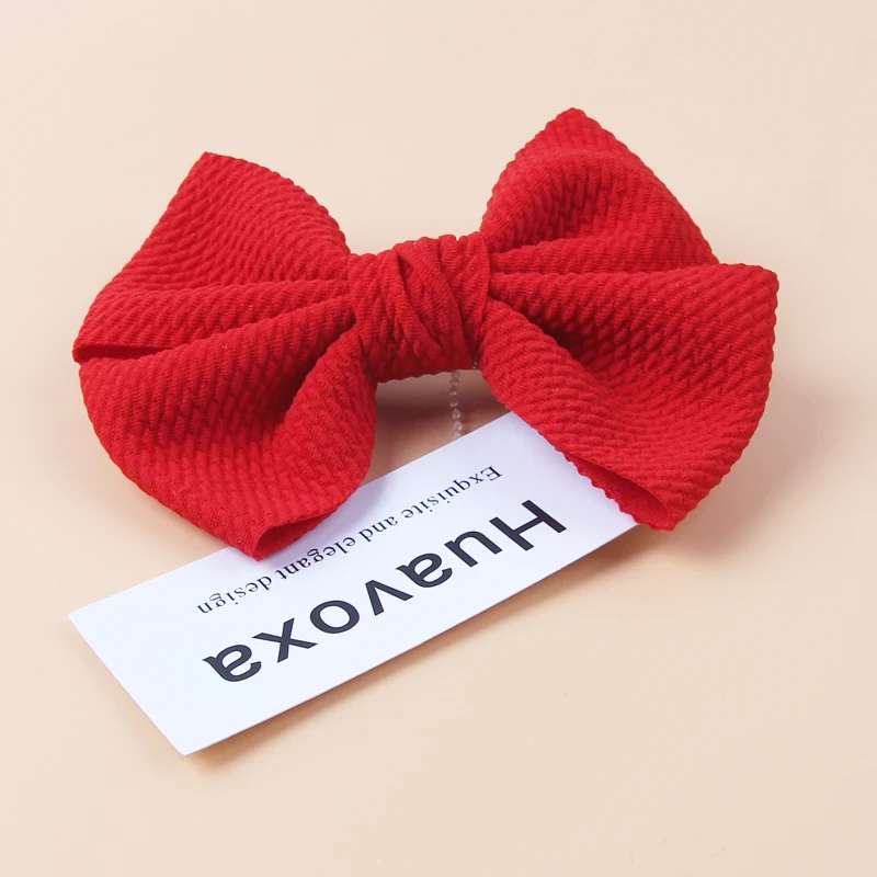 

Huavoxa 2pcs/set 2024 New Hair Clips 5Inch Big Waffle Bow with Clip DIY Children Hair Accessories Boutique Kids Head Wear