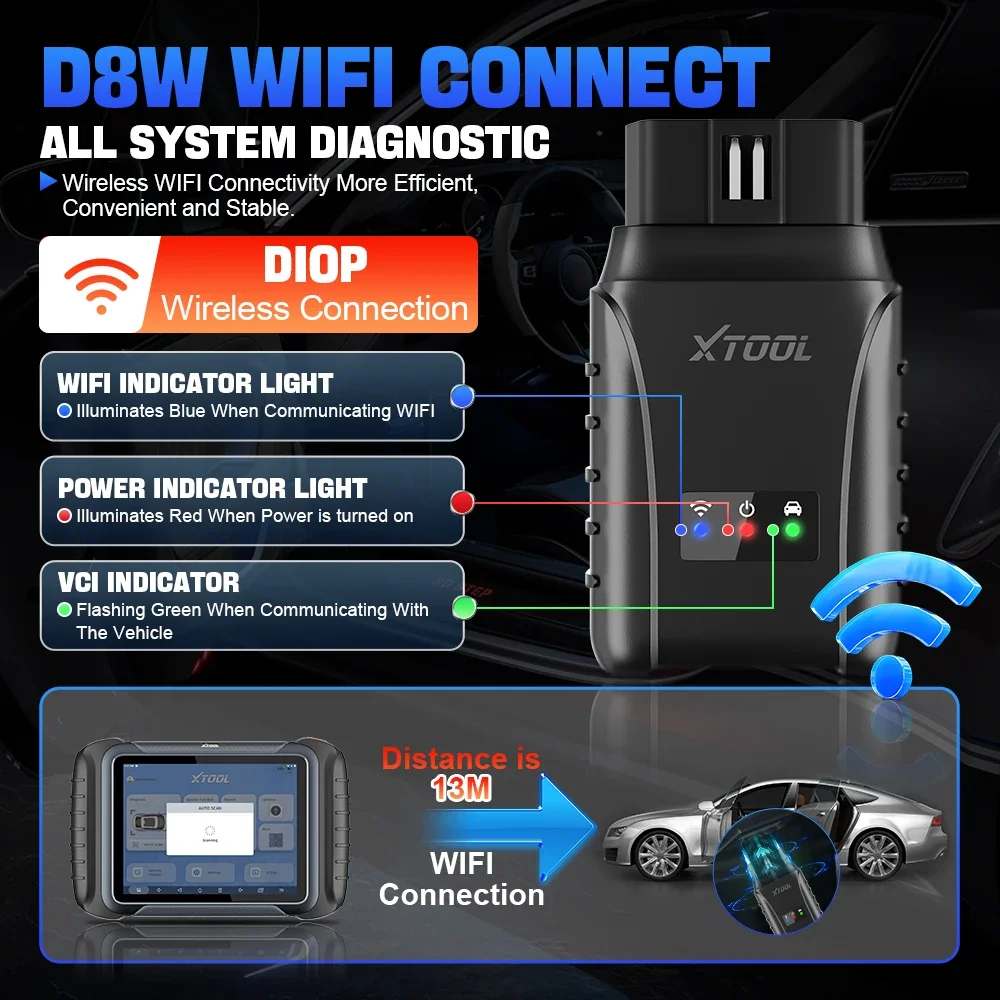 XTOOL D8W D8 BT Automotive Diagnostic Tool ECU Coding Active Test Car OBD2 Bluetooth Scanner CANFD DoIP 38+ Function Topolog Map