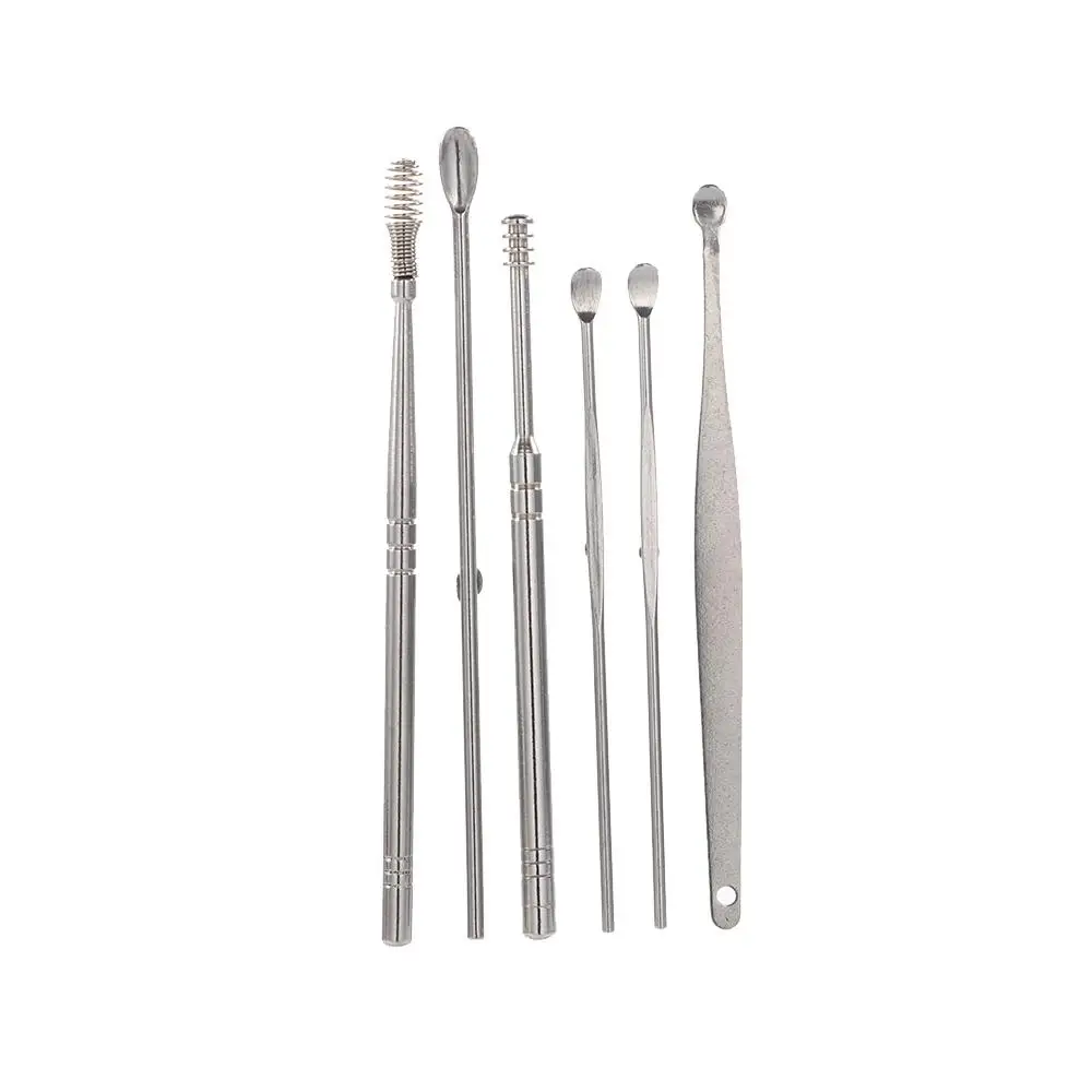 ポータブルステンレス鋼イヤーワックスリムーバー、耳管クリーナー、イヤーケアツール、スパイラル、再利用可能、360 ° クリーニング