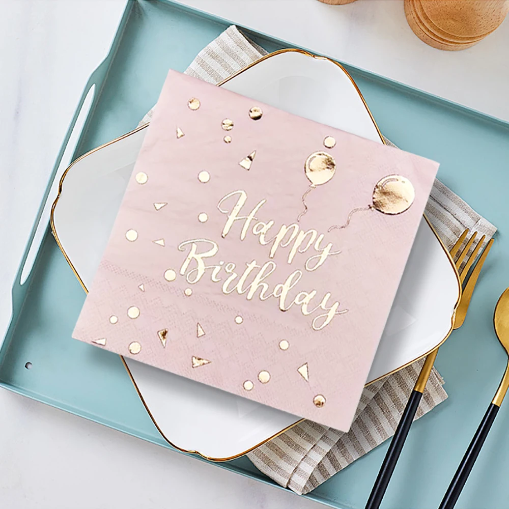 20pcs/lot Pink Napkin Soft Fragrance Free Birthday Party Table Napkins Paper Cafe Mouth Cloth Hotel Dining Tray Tissues