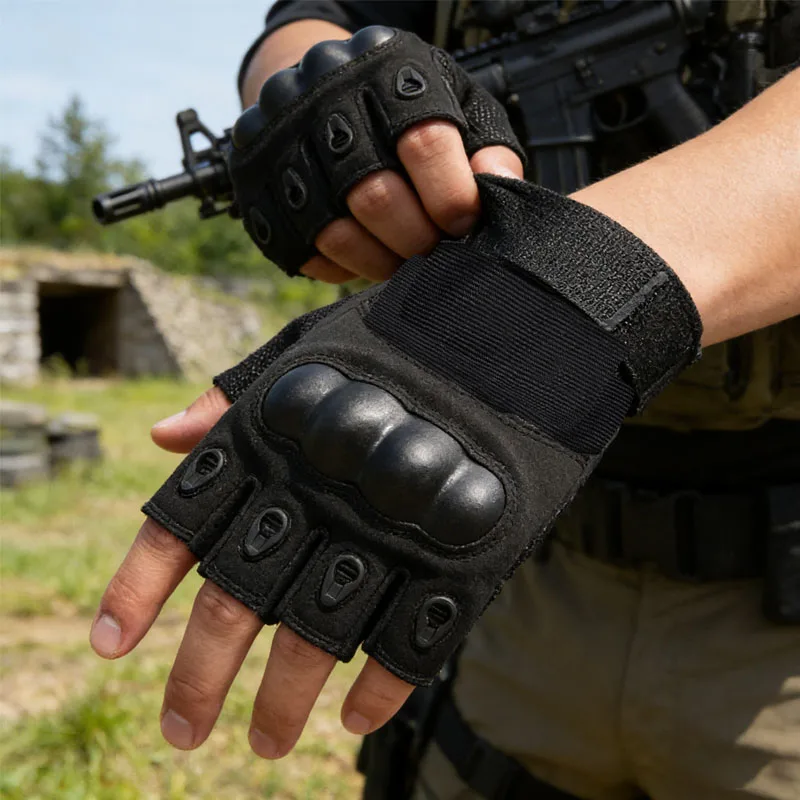 

Тактические перчатки без пальцев для активного отдыха, военные, противоскользящие, защитные, для езды на мотоцикле, охоты, велоспорта, альпинизма, унисекс