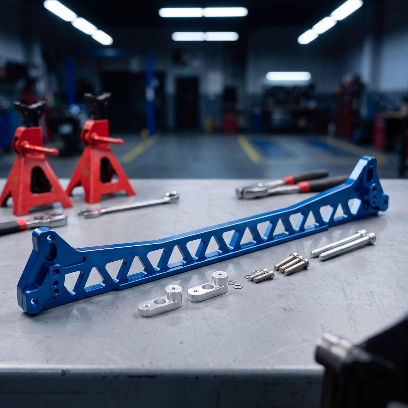Chassis Brace with Hardware Aluminum Alloy Chassis Support Bar Rigid for Car Enthusiasts, Track Cars, Street Upgrades