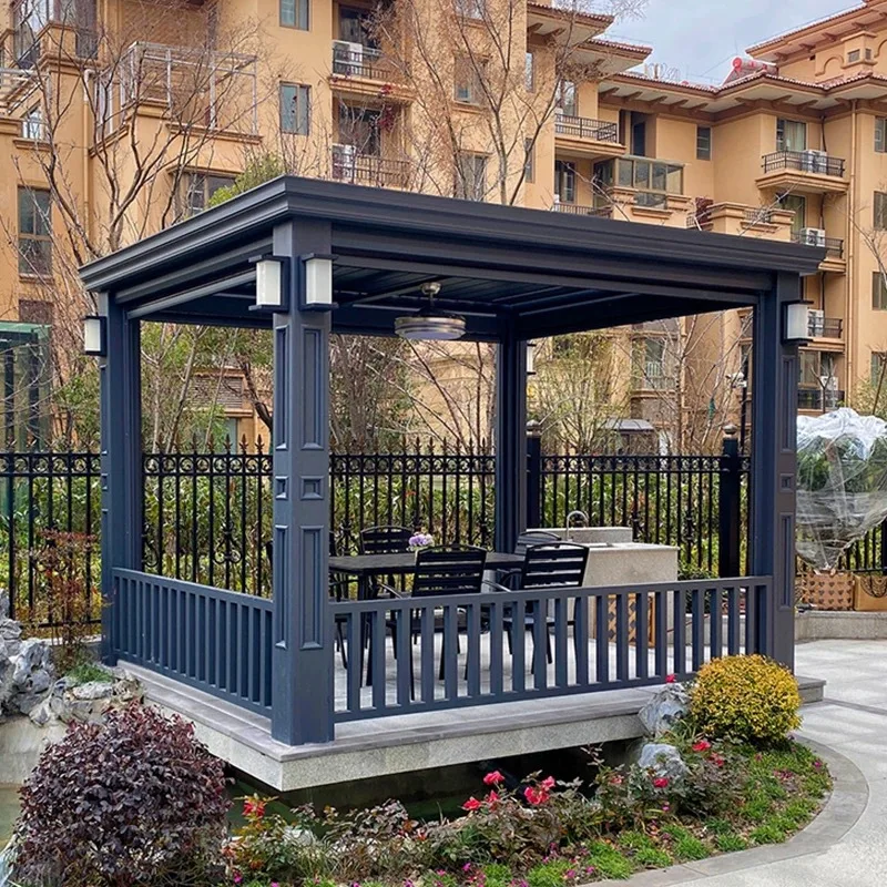 Sunroom aluminum alloy pavilion, outdoor courtyard garden pergola, new Chinese style villa