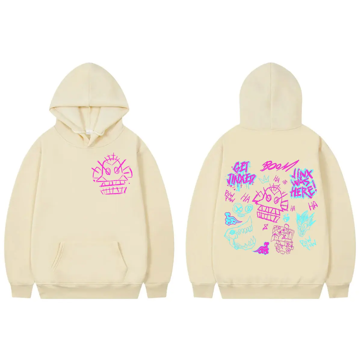 Hot Game Anime Jinx Graffiti Print Hoodie Harajuku Y2k Oversized Clothing Pullovers Men Women Fashion Casual Hooded Sweatshirts