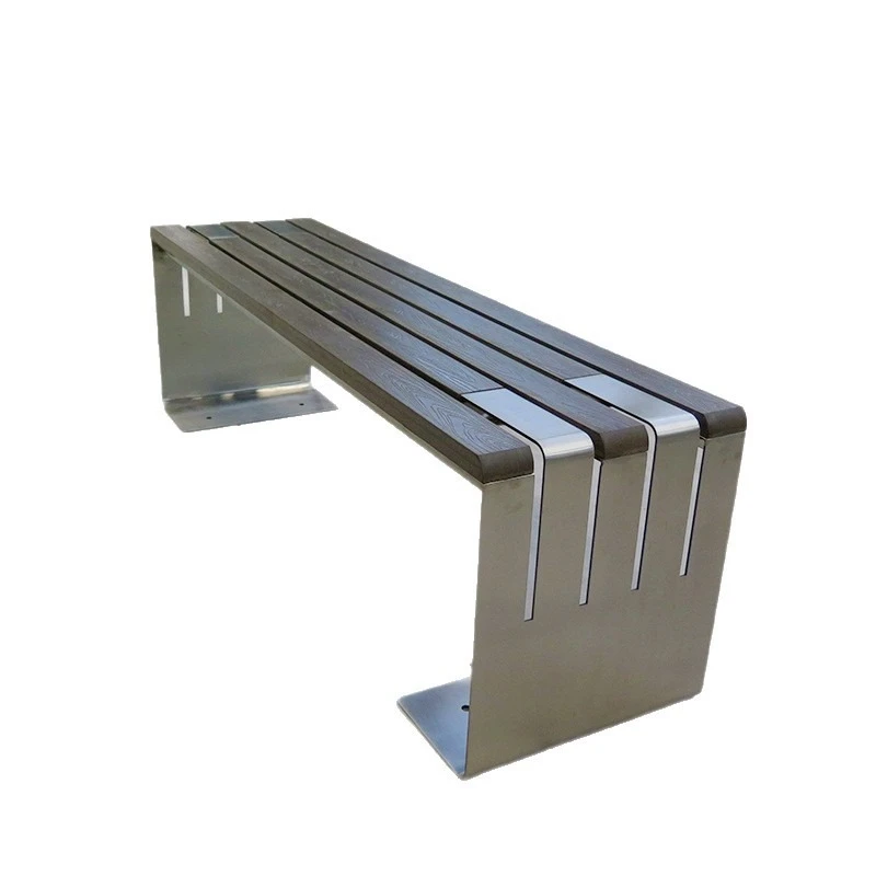 

Stainless steel park bench outdoor chair outdoor square double courtyard solid wood backrest stool long leisure chair