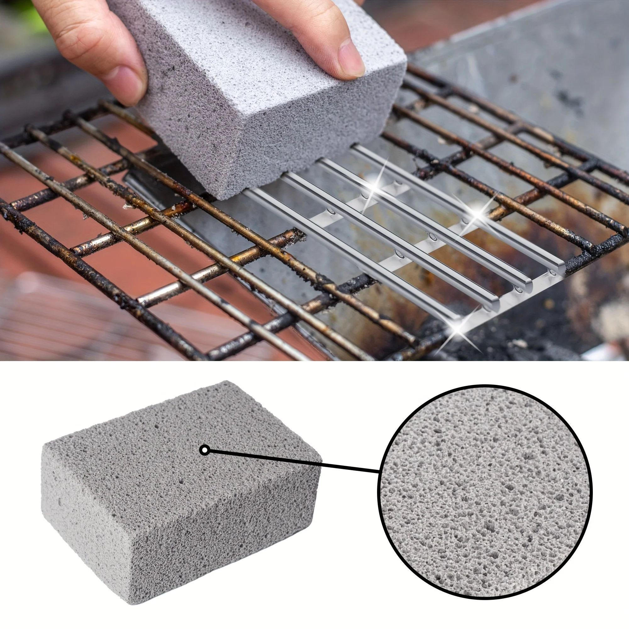 

Heavy Duty Grill Cleaning Brush Brick - Effortlessly Removes Stubborn Grease and Grime - Ideal for Outdoor Kitchens and Commerci