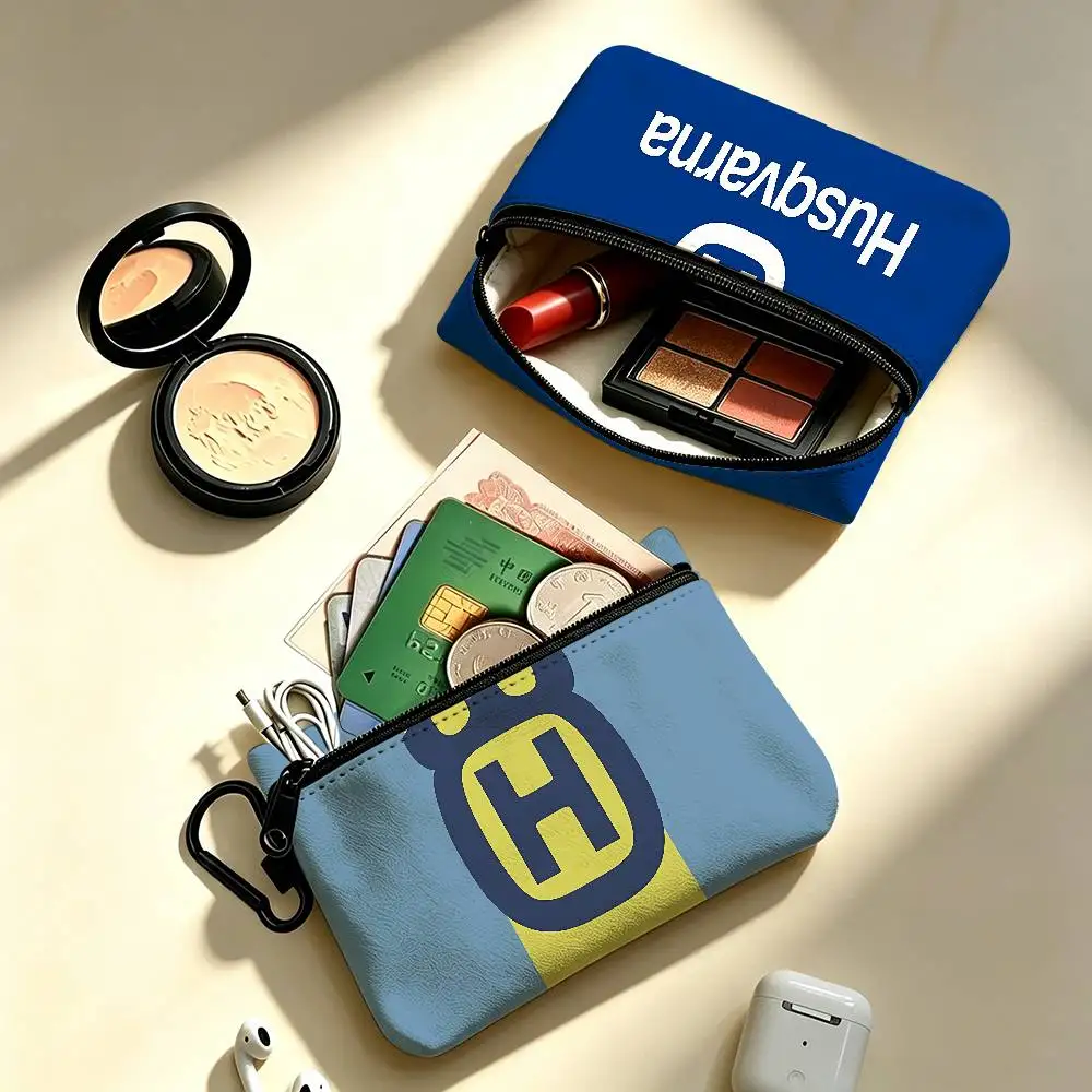 H-Husqvarna Logo Waterproof Oxford Cloth Zipper Wallet Portable Hanging Small Coin Purse For Travel view 2