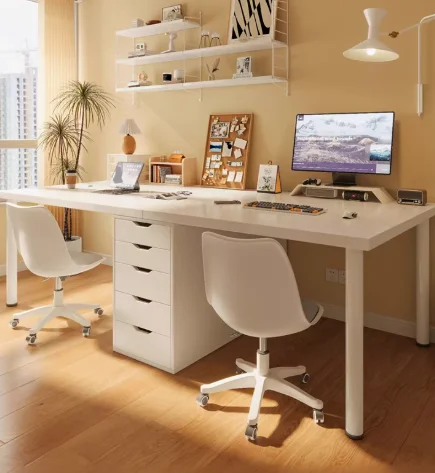 

Tribesigns Two Person Computer Desk With 5 Drawers Study Writing Table Workstation Modern Simple Double Computer Desk