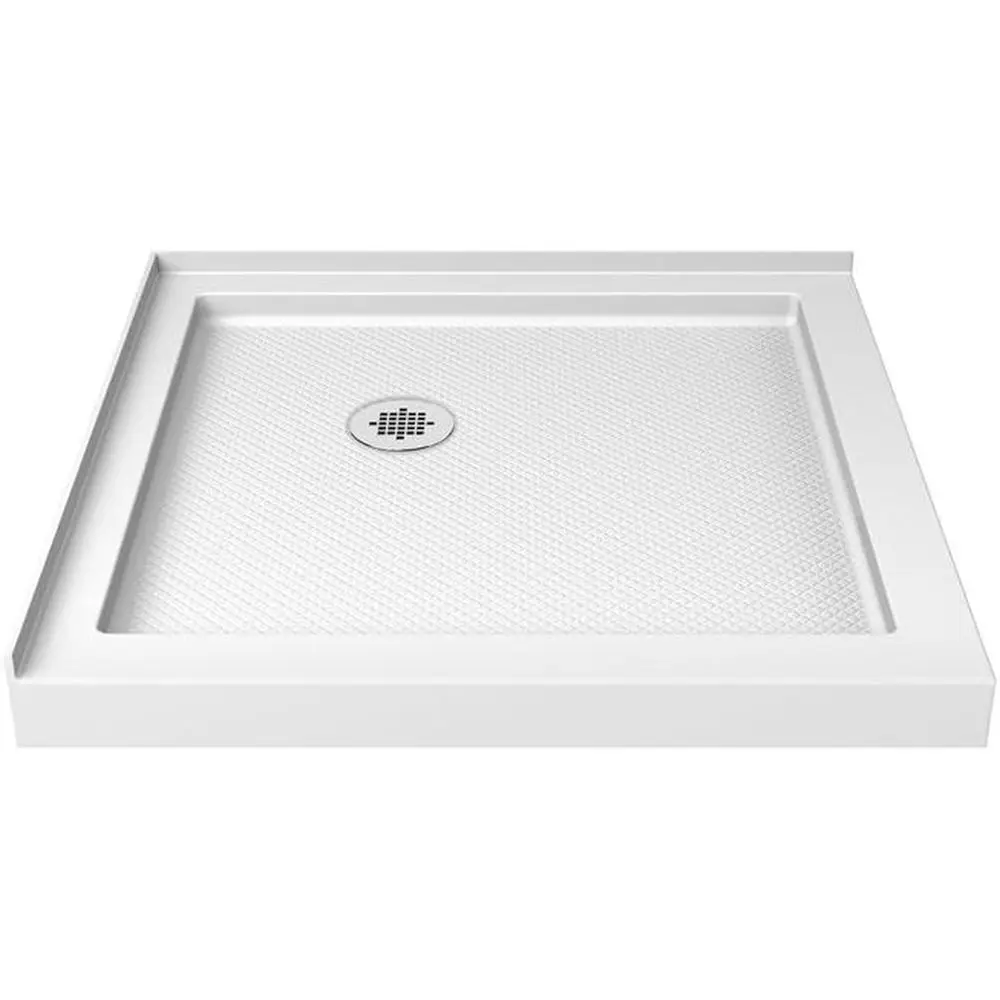 

DreamLine SlimLine 36 in. D x 36 in. W x 2 3/4 in. H Drain Double Threshold Shower Base in White, DLT-1036360