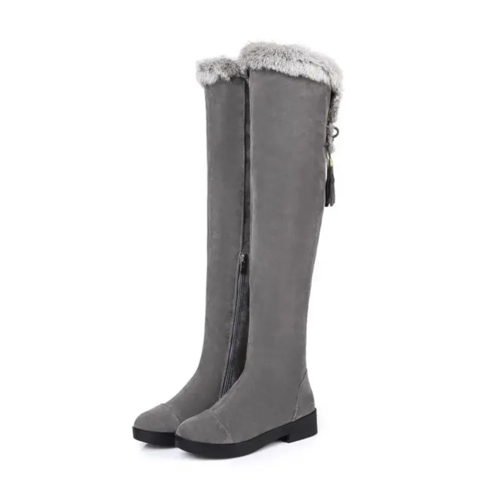 QPLYXCO New sale fashion Big Size 34-43 Russia Women Winter Warm Snow boots over the knee Long Botas Ladies fur shoes C9-7