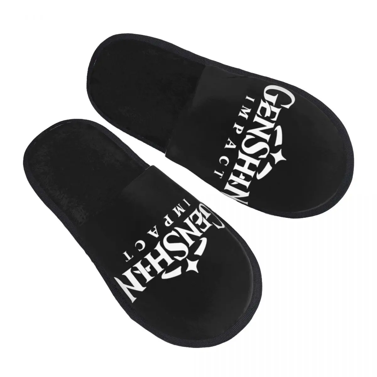 Custom Print Women Genshin Impact Logo House Slippers Soft Warm Anime Game Memory Foam Fluffy Slipper Indoor Outdoor Shoes