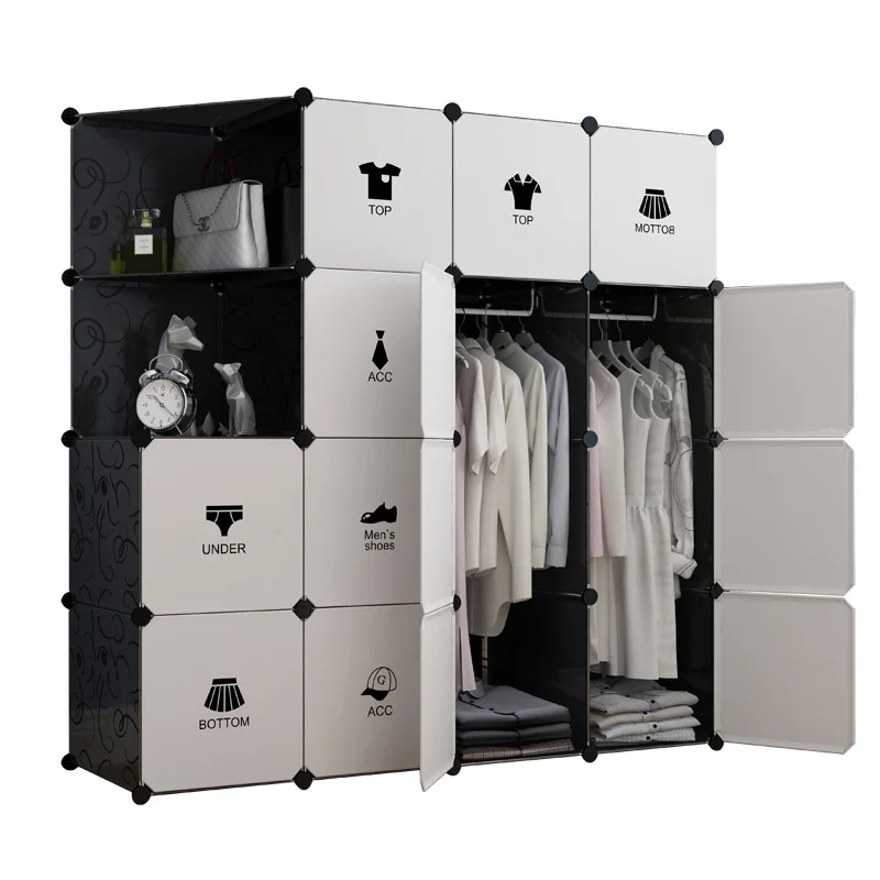 

Modern and minimalist household bedroom, dormitory, solid wood storage, plastic assembly, adult small hanging wardrobe