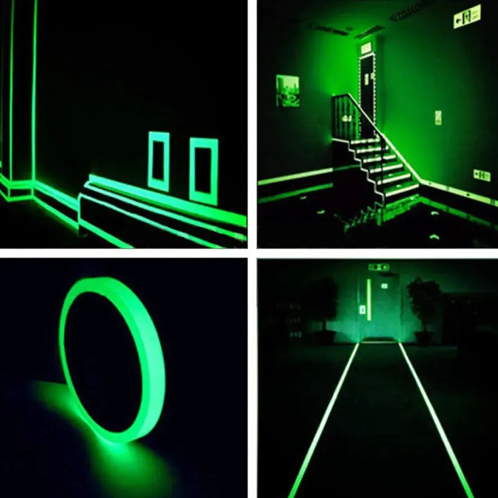 Fluorescent tape, strong adhesive waterproof night light sticker, suitable for night decoration, stairs, exit signs, 3 pieces