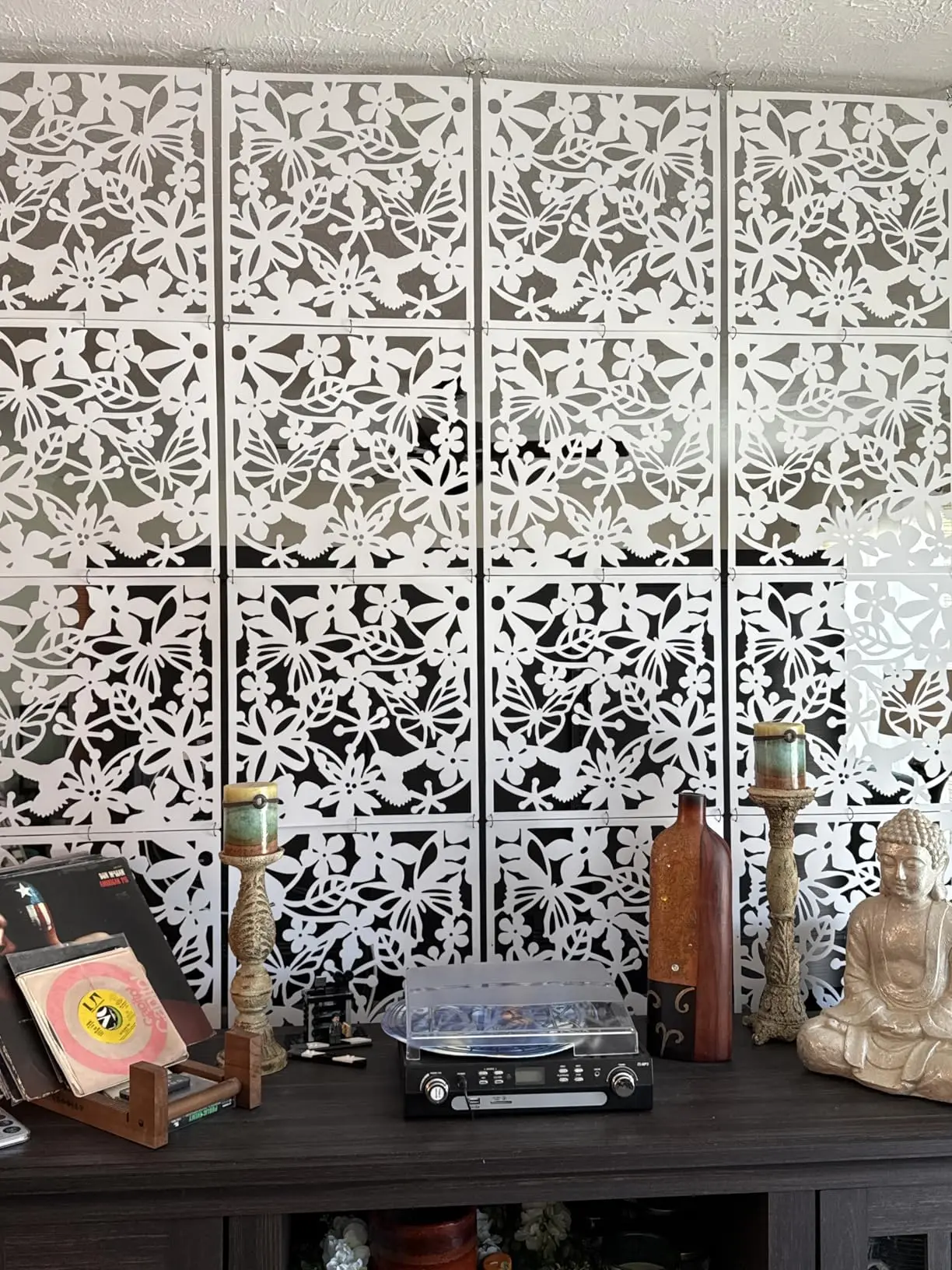 8 PCS Hanging Screen Partition Divider Panel Carving Openwork Room Divider Screen Hanging Panel Curtain Partitions Decoration