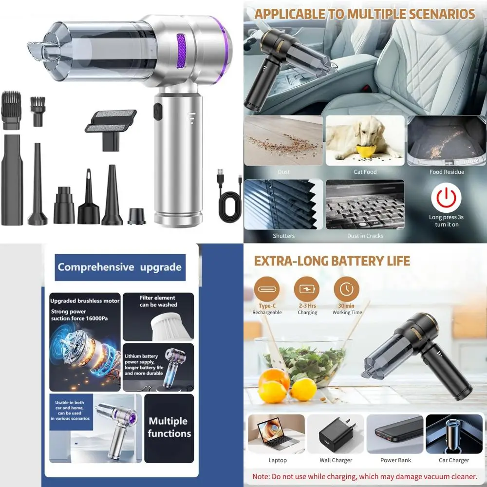 مكنسة كهربائية محمولة للسيارات، موديلات 2014-2020، قابلة لإعادة الشحن، فلتر قابل للغسل، طاقة طويلة الأمد، مناسبة لسيارات الدفع الرباعي