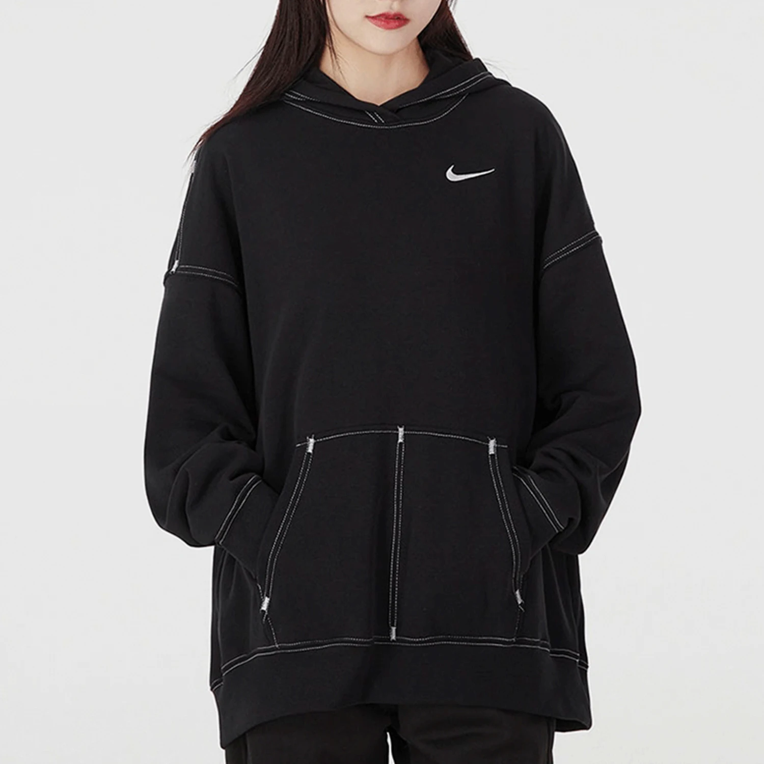 Nike genuine pullover sweater new women's black loose soft hooded sweatshirt DM6202-010