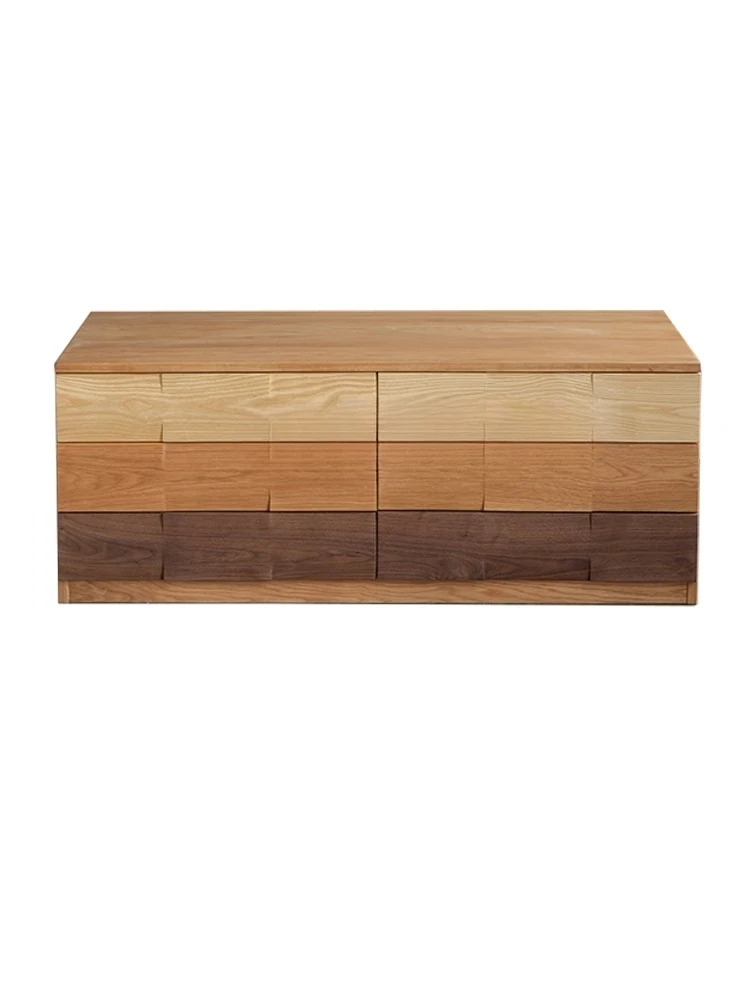 

White Oak Coffee Table Black Walnut Wooden TV Cabinet Side Table Storage Cream Style Nordic Tea Table