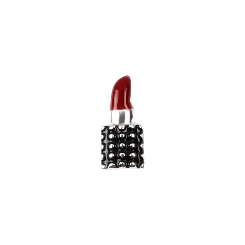 Rouge à Lèvres Rouge Romantique et Élégant en Strass, Perle en Métal 3D, Style de Luxe, Breloques pour Nail Art, Décorations, Fourniture en Vrac, 10 Pièces/Sac