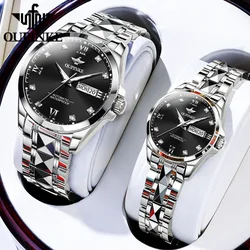 OUPINKE Original Brand Imported Movement Couple Watch Tungsten Steel Automatic Mechanical Watch for Men and Women Luxury Fashion