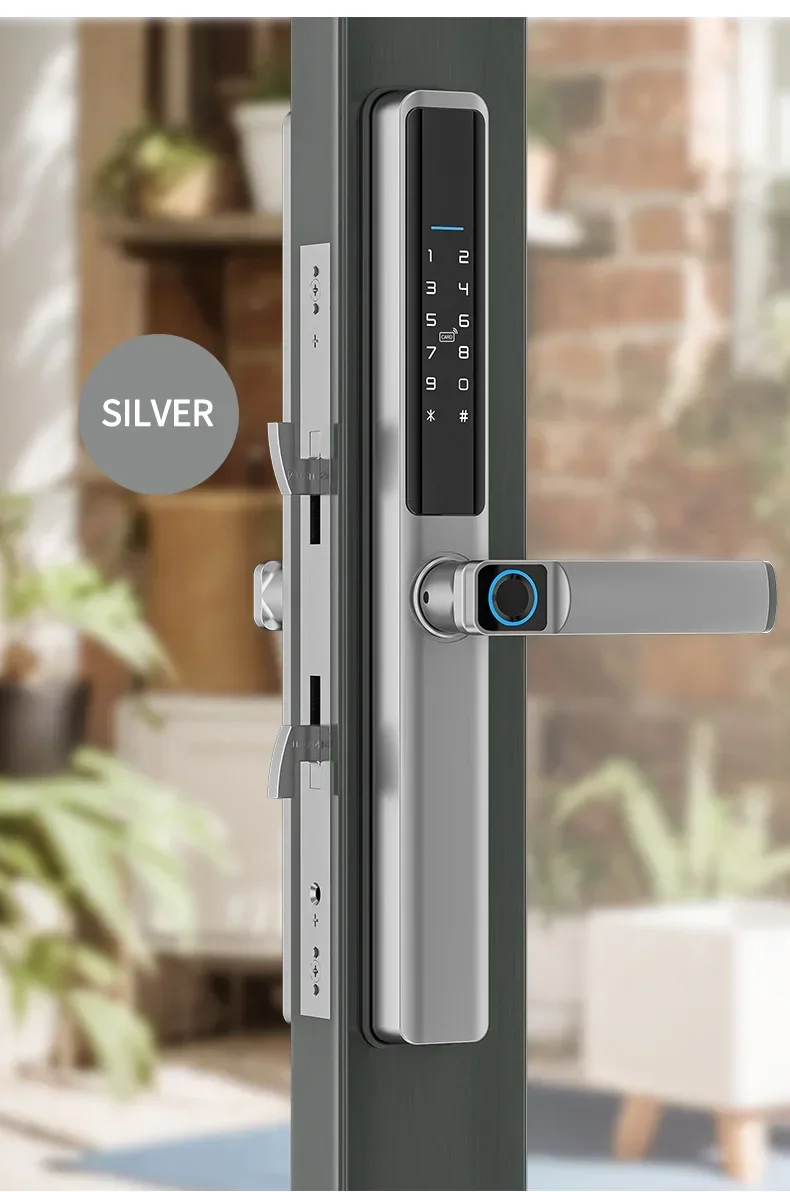 Tuya App Remote Operation Smart Door Lock with Camera Keyless Handle Ultra-thin Stainless Steel Biometric Door Lock