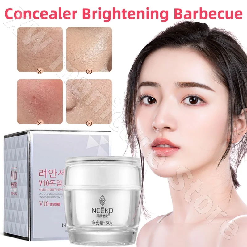 Liyan Shijia V10 Bare Makeup Cream Nude Makeup Concealer Moisturizing Brightening Even Skin Tone Base Cream 50g