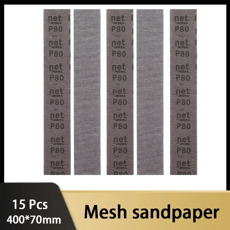 

15 sheets Mesh sandpaper 400*70mm Abrasive Sanding Discs Hook Loop Dry Grinding Sanding Paper 80 120 180 240 320 grit