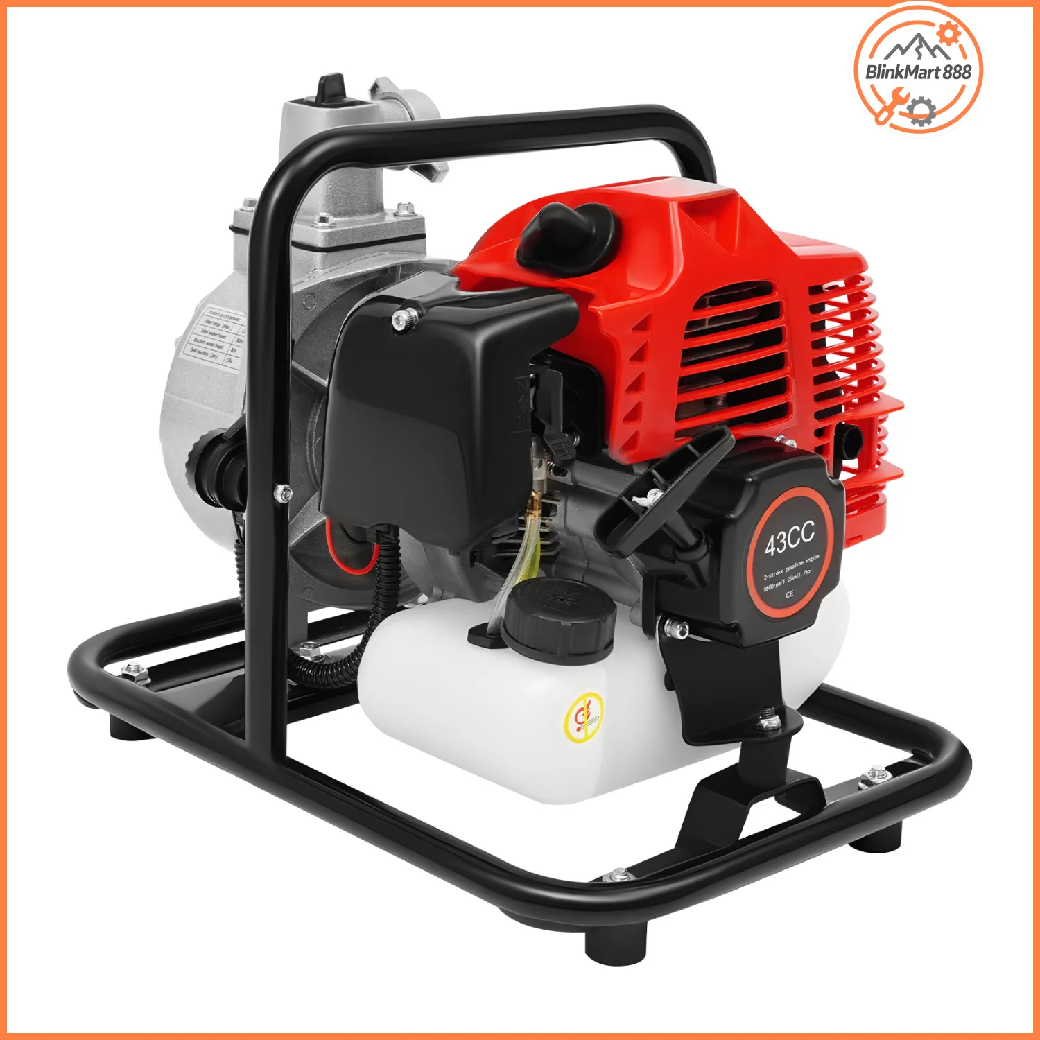 1 في مضخة مياه تعمل بالبنزين 43 سي سي |   مضخة محرك بنزين ذات اسطوانة واحدة 1.7 حصان ثنائية الأشواط |   مضخة نقل المياه لرفع 30 مترًا