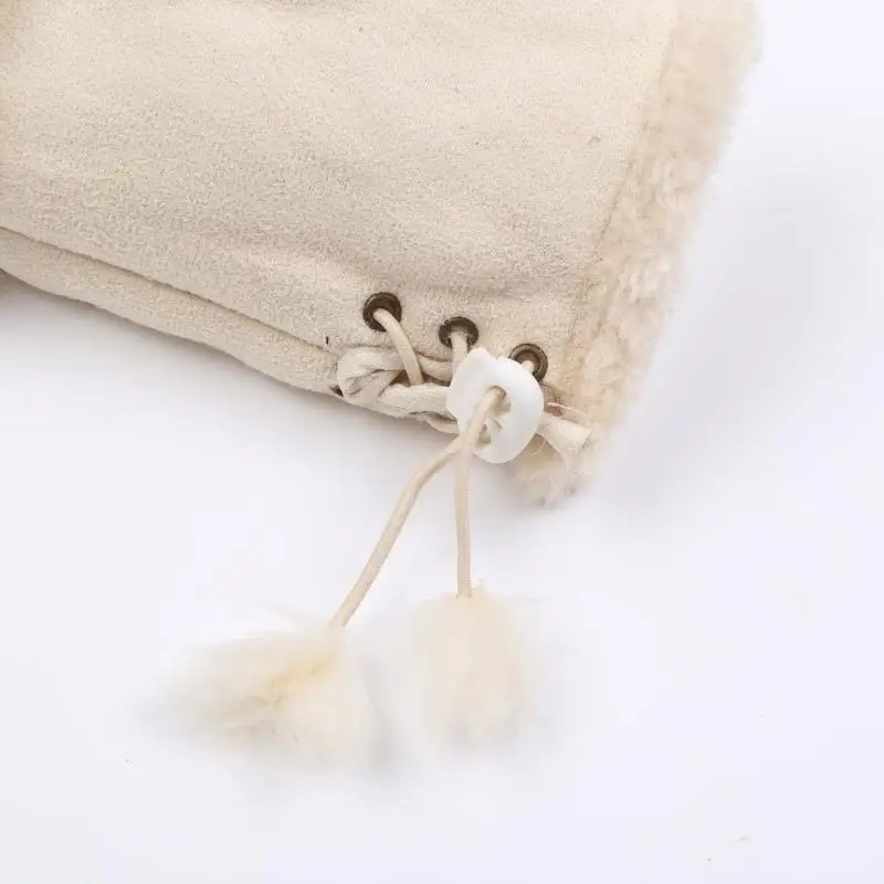 R1WE – gants épais en peluche, demi-doigts, mitaines doublées en polaire, couleur unie, en fausse fourrure lapin, pour sur