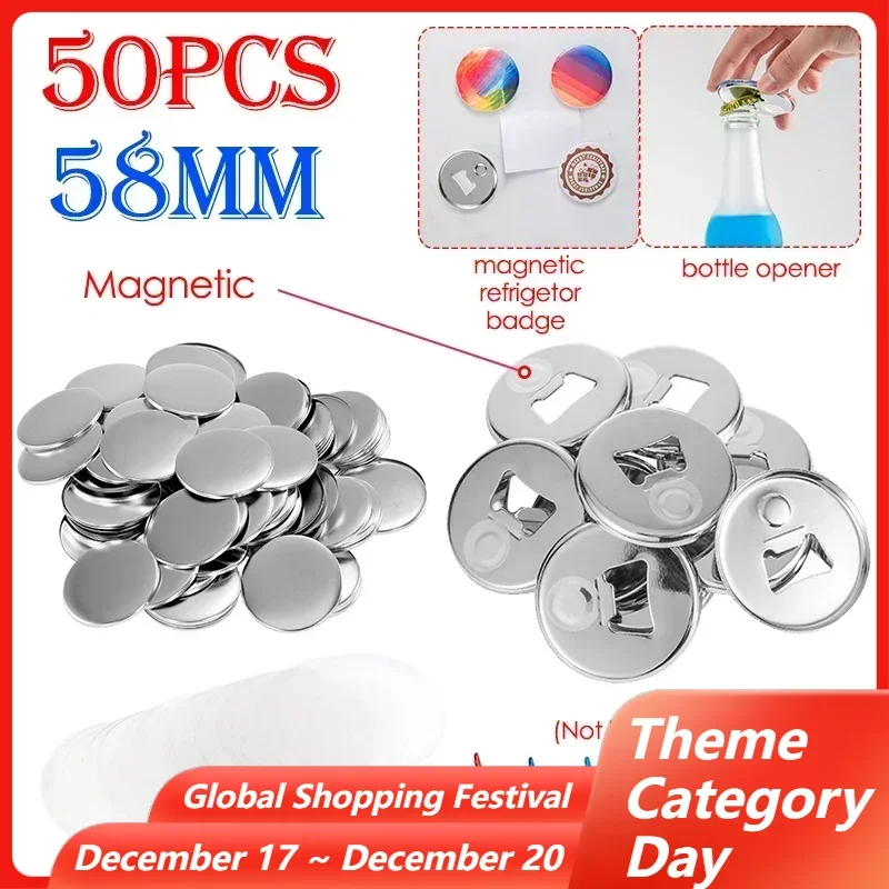 50PCS 58mm DIY Refrigerator Sticker Bottle Opener Refrigerator Magnets DIY Button Making Parts Punch Press Machine Supplies