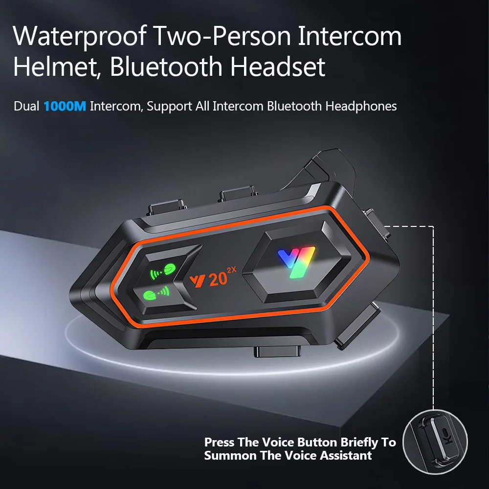 

Y202X Helmet Bluetooth Headphones Qualcomm Waterproof Dustproof Long-Lasting Dual-Person Intercom Motorcycle Helmet Headphones