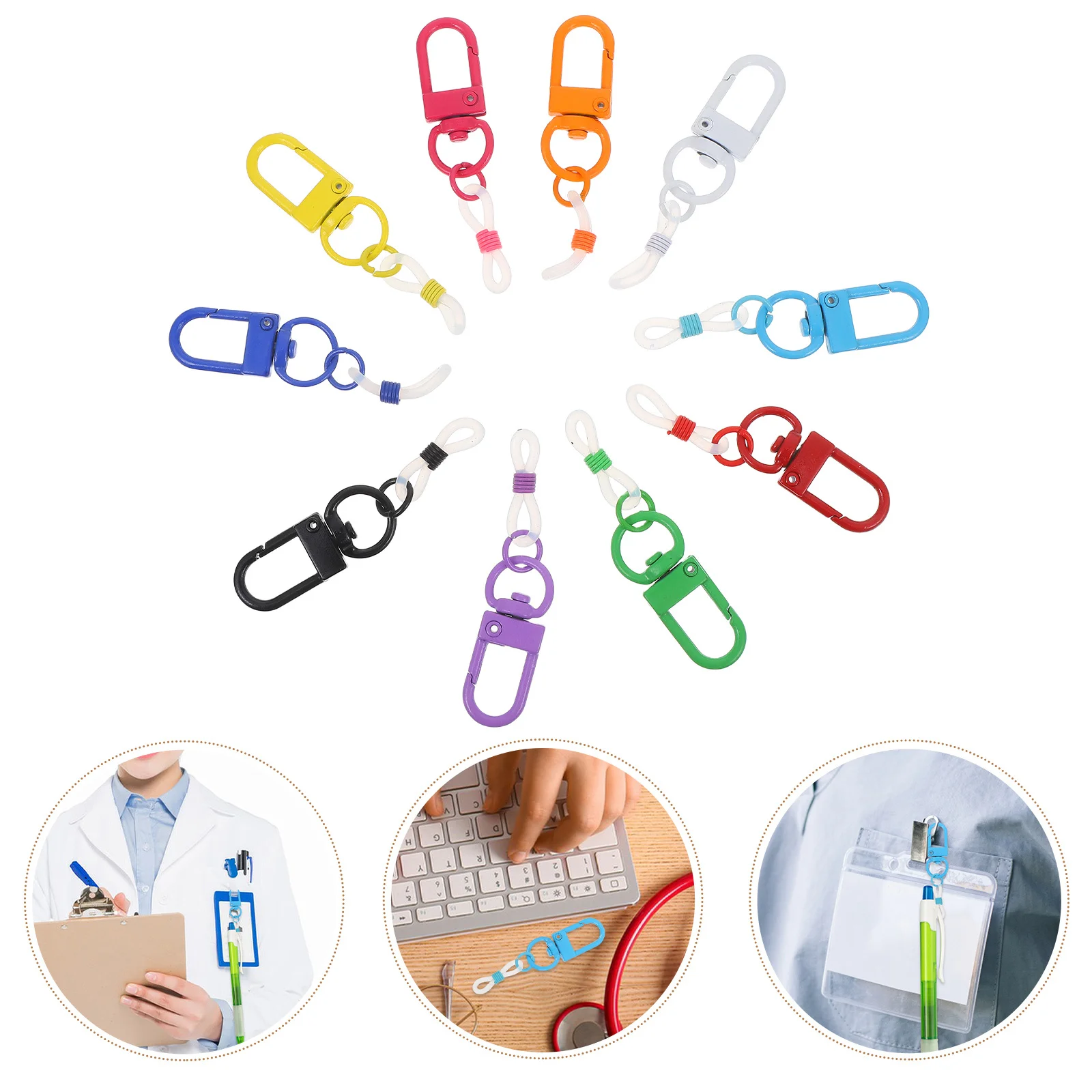

10Pcs Silicone Pen Holder Lobster Clasp Nurse Badge Lanyard Clip Portable Pen Clip Keychain Accessory Holder Badge