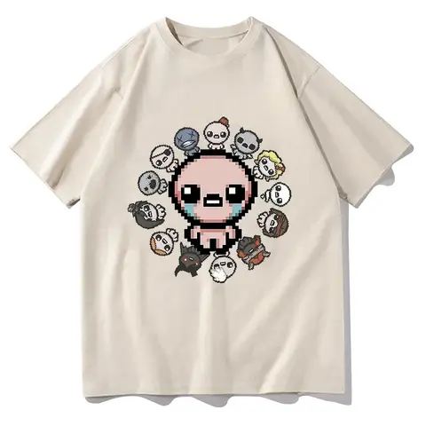 Ren bomull Mode Casual Binding Of Isaac T-shirts Bomullstoppar Roliga Kortärmade O-ringade T-shirts Vintage Estetiska T-shirts 8 best sales Isaac-t-shirt med bindning - №3