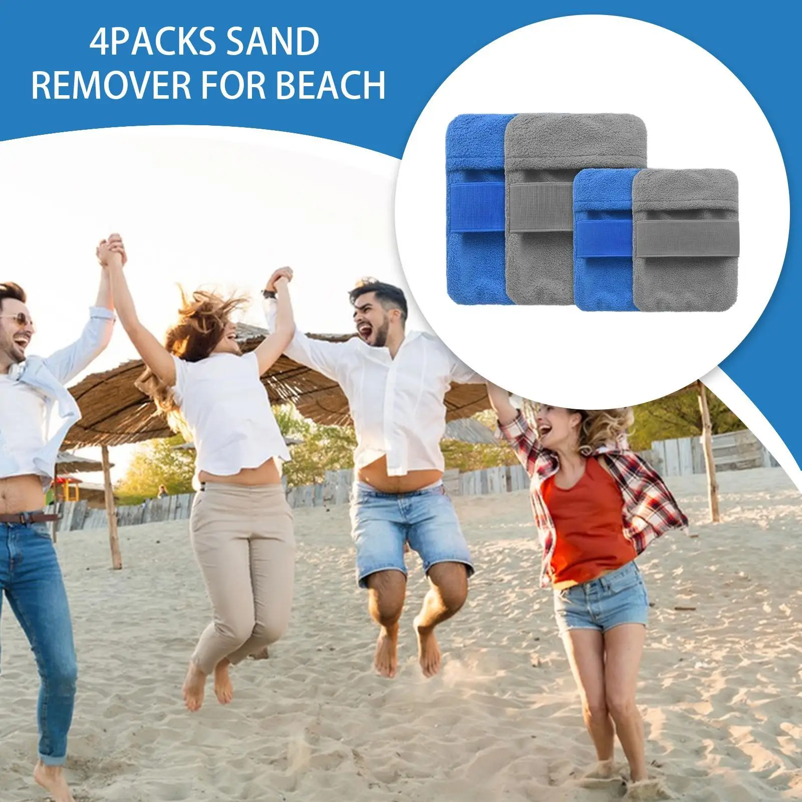 Sand Remover 4 Pieces Sand Wipe Mitt Soft Skin Friendly Portable Wipe Cleaner For Adults Kids Camping Vacation Travel Powder