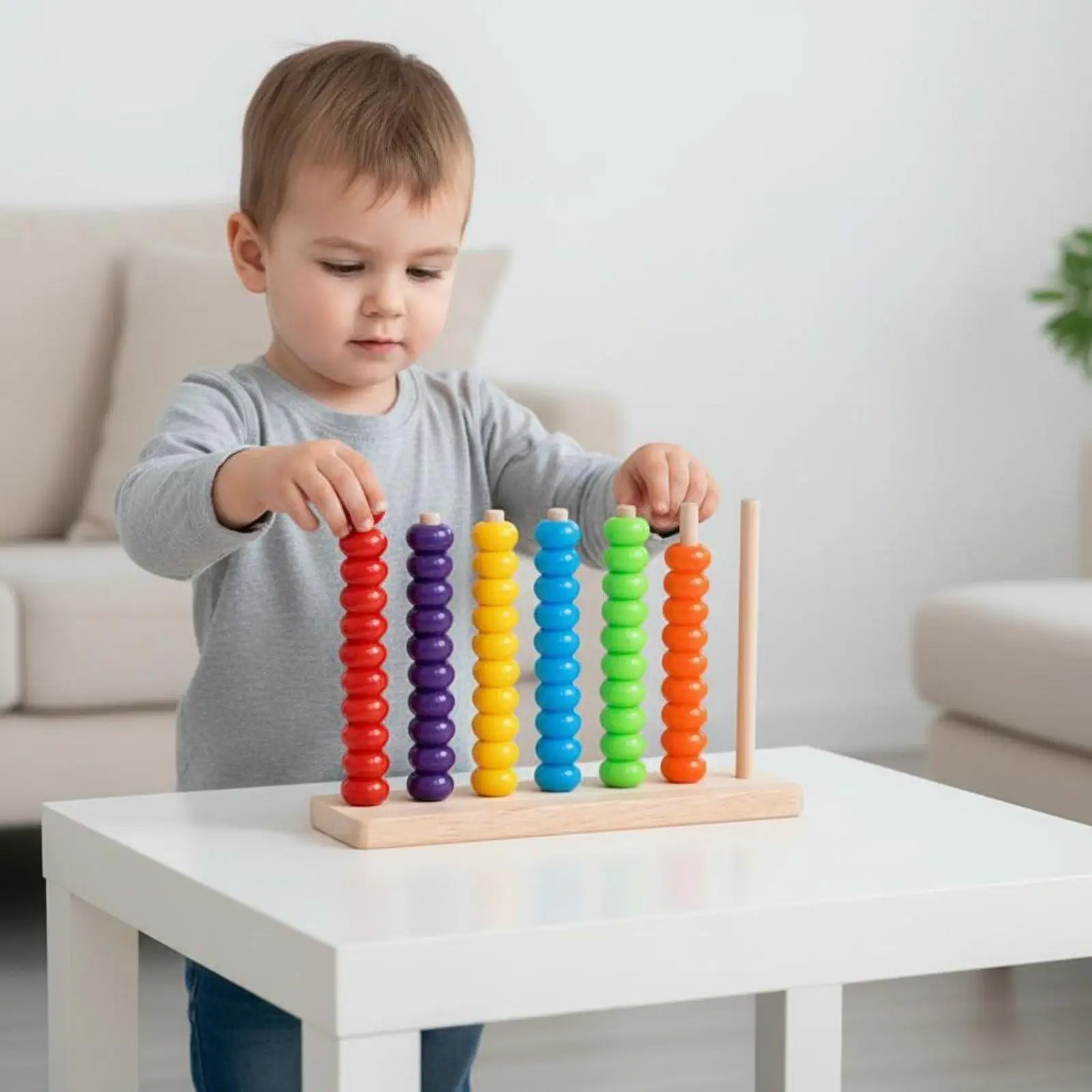Children Counting Frame Wooden Cognitive Toy Montessori Learning Bead Sorter for Kids Education
