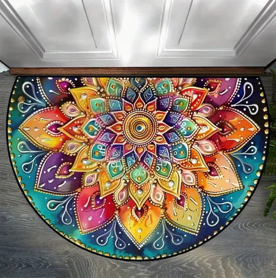 Semi Circular Floor Mat, Universal Anti Slip for Indoor and Outdoor Use Compact Suitable Small Space Carpets in Foyer Bedrooms