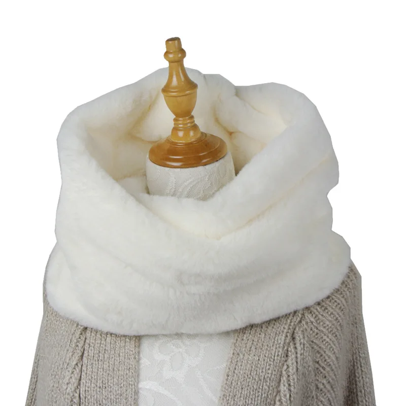 Neckerchief Women New Scarf Wrap Faux Fur Stand Collar Casual Solid Thick Warm Y2k Streetwear Elegant Splice Autumn Winter