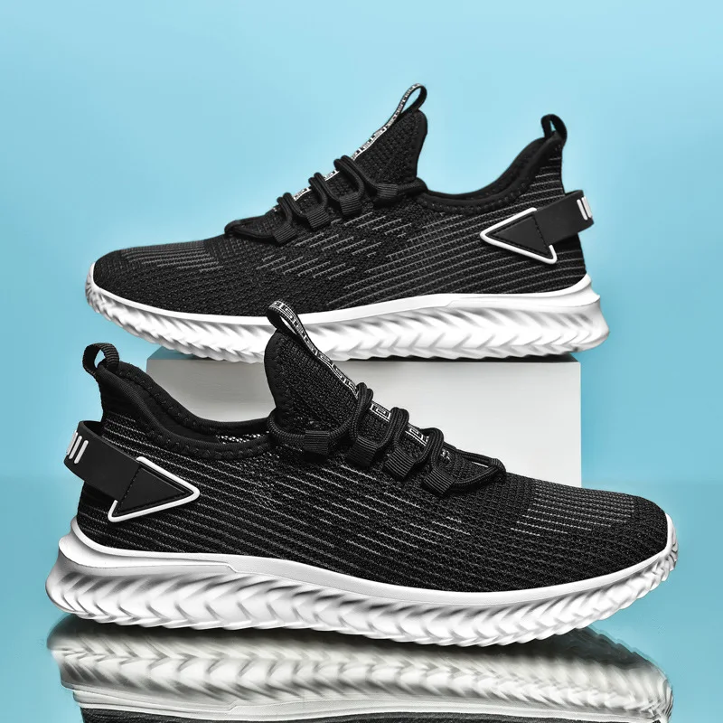 2022 Sneakers Men Breathable Stretch Fabric Soft Comfortable Running Sport Shoes Big Size 39-48 Lightweight Men Walking Shoes