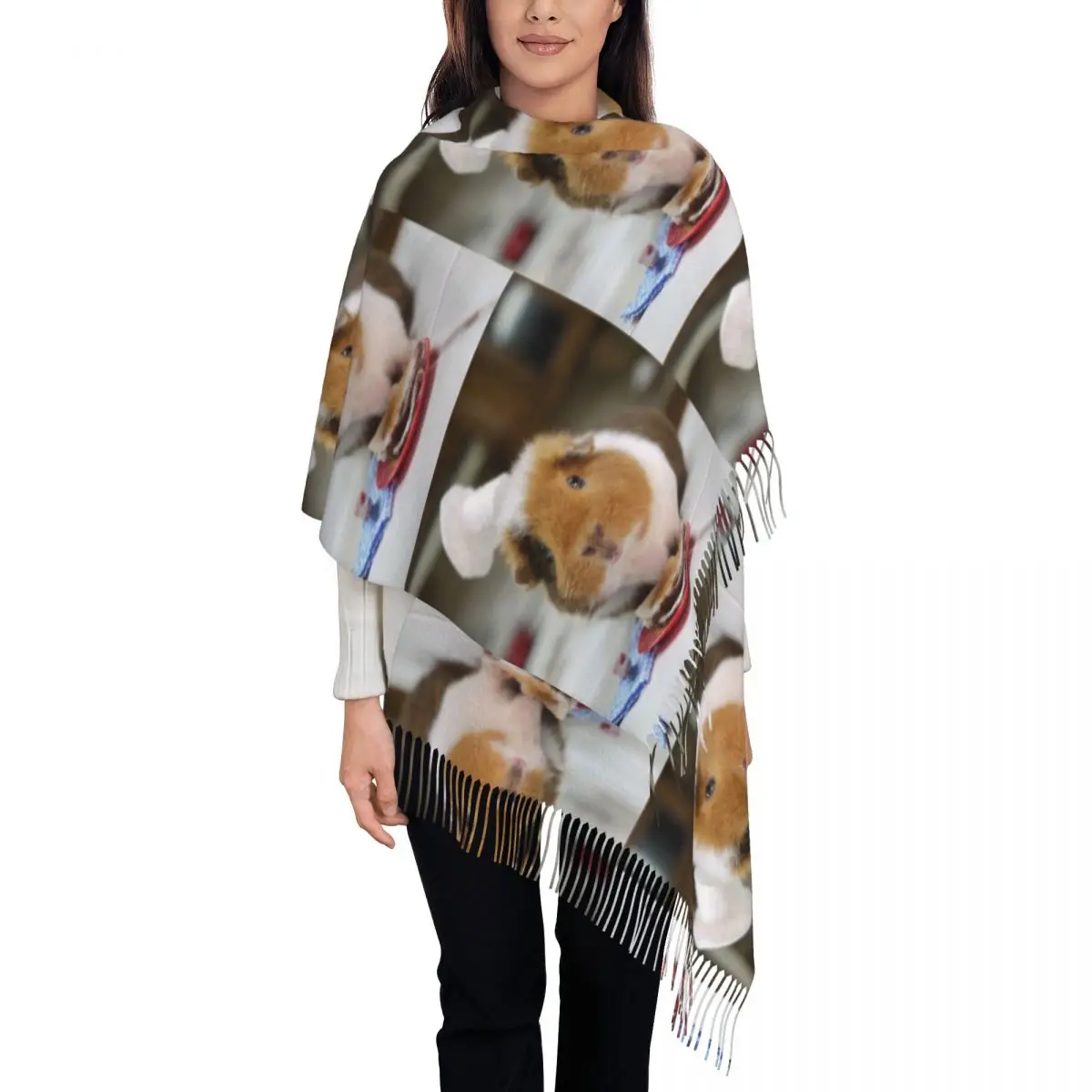 Guinea Pig Cavy Collection Model Scarf Tassel Scarves for Women Soft Warm Shawls and Wraps Large Fall Winter Shawl Wrap