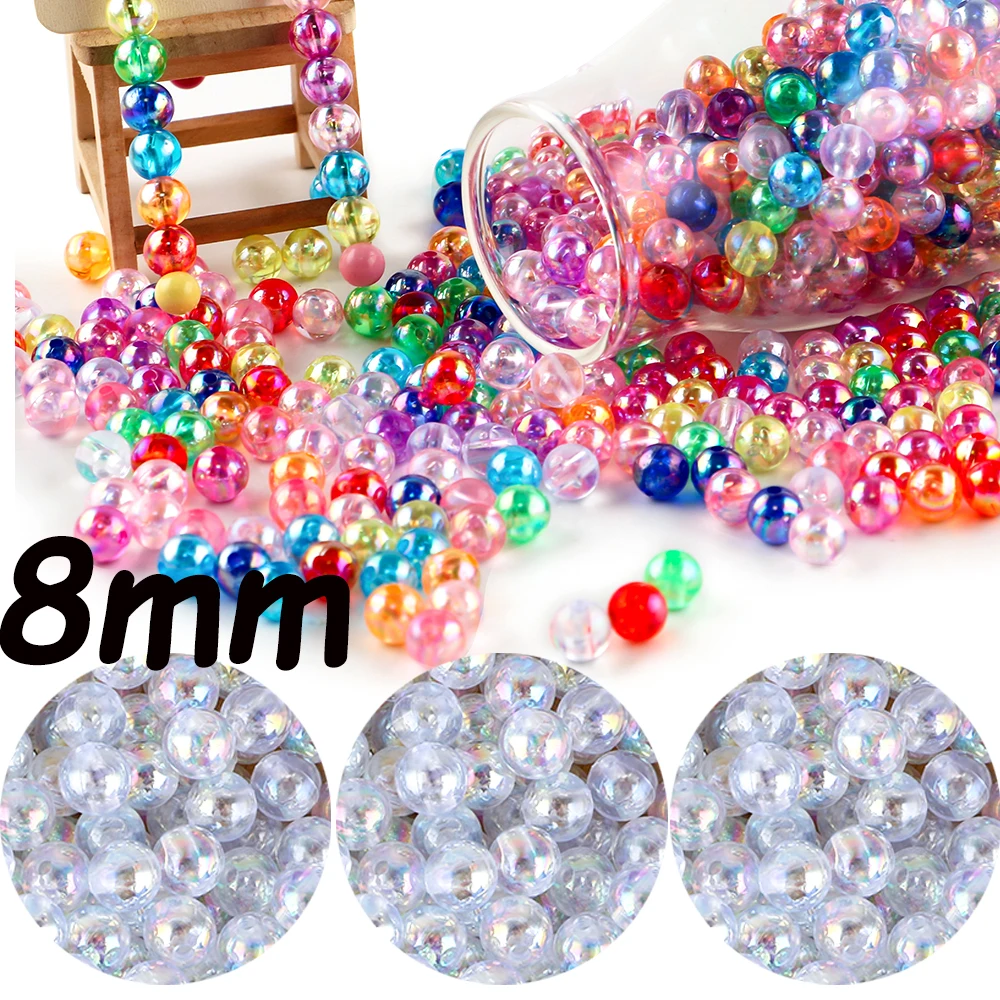 300pcs 8mm Color Mixing Acrylic Pearlescent Pearl Beads For Making Jewelry DIY Bracelet Earrings Necklace Decorative Accessories