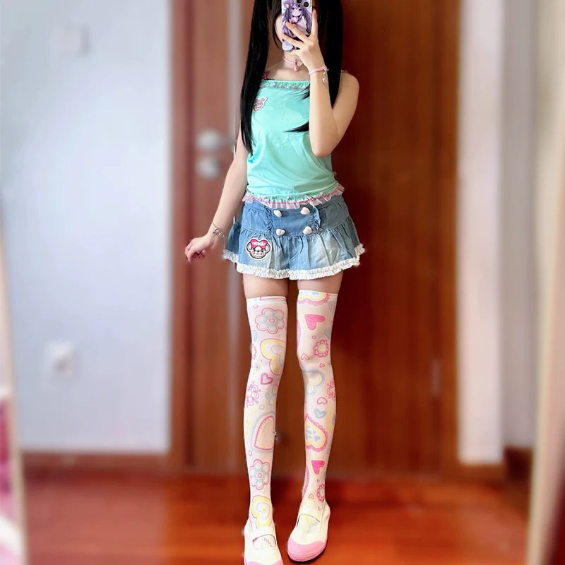 Medias japonesas Y2k Lolita para mujer, medias bonitas a media pantorrilla, calcetines por encima de la rodilla, Cosplay de Anime para niña, calcetines Kawaii de terciopelo dulce