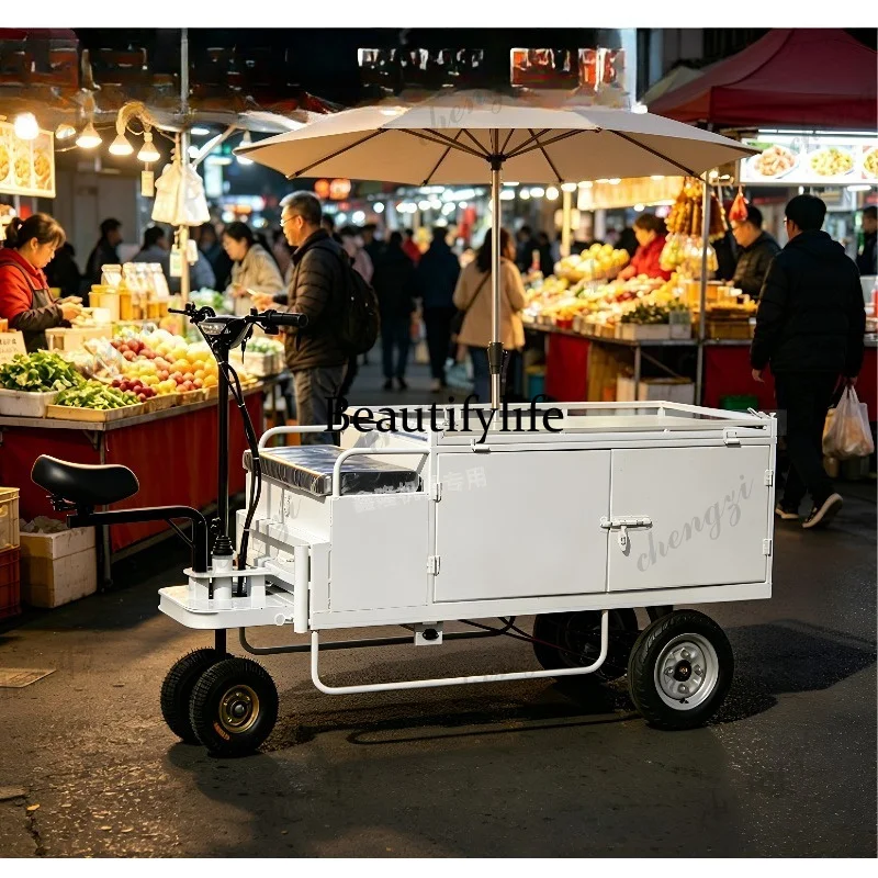 Electric tricycle stall special night market snacks with cabinet multi-functional cold drink stall express truck