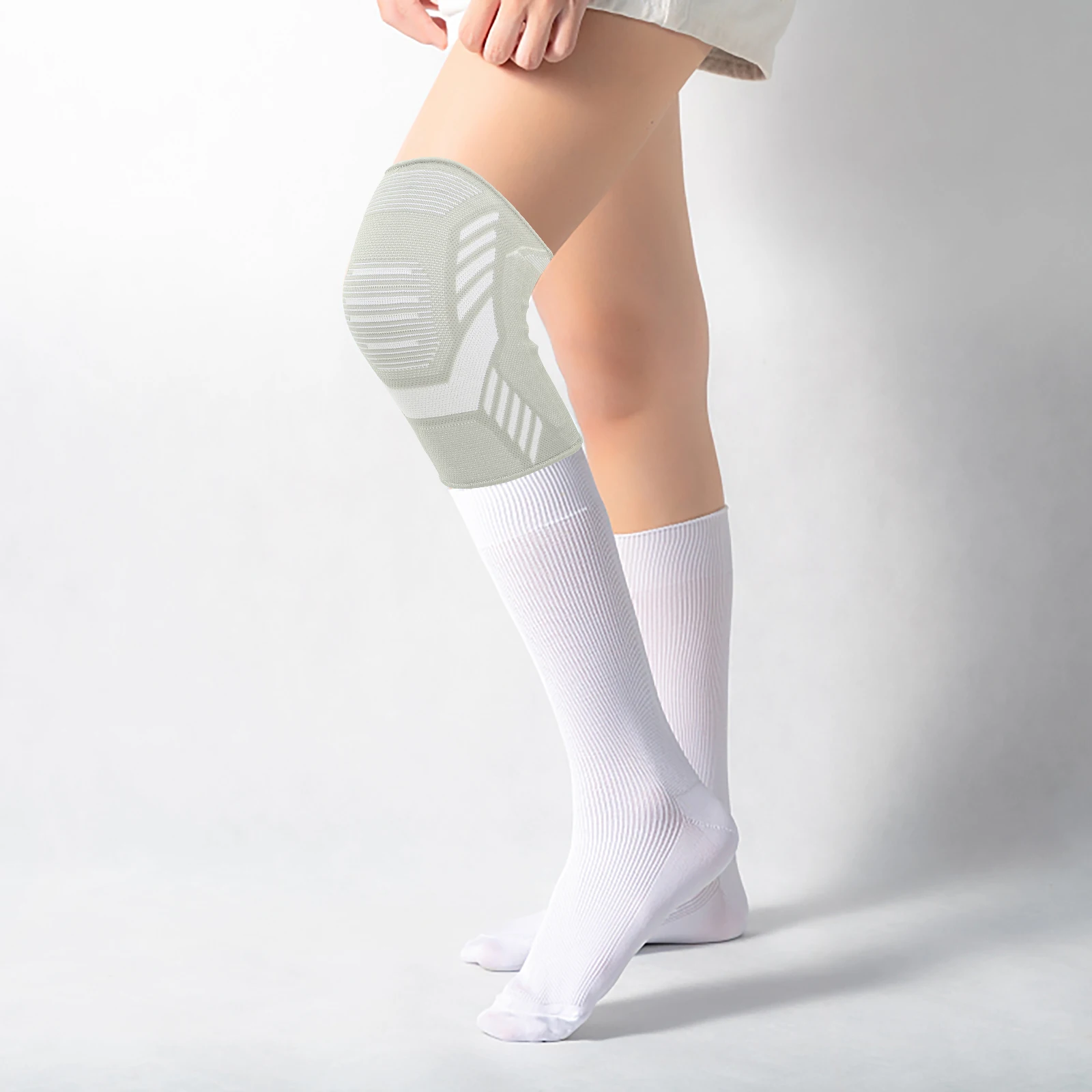 

1 Pair Comfortable Knee Brace Compression Fixing Sleeve Anti-Slip Nylon Support Reusable Breathable Sports Protector For Running