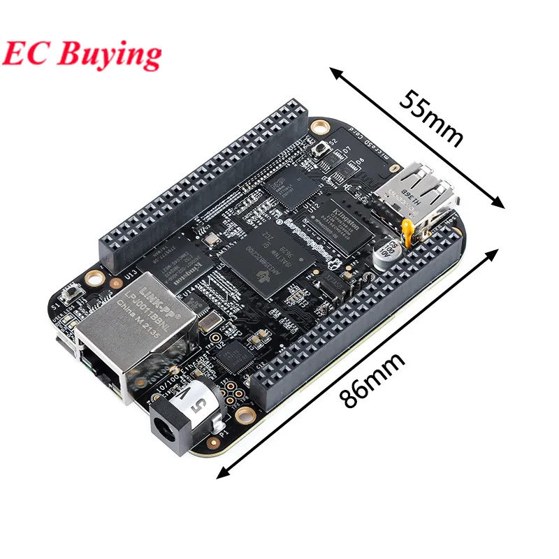 BeagleBone Black Green Wireless AM335x AM3358 WiFi BLE Cortex-A8 BB-Black Rev.C 5V 512MB DDR3 RAM 4GB eMMC Flash Computer Linux