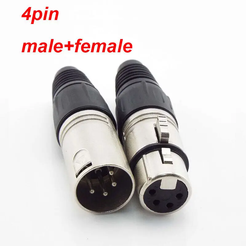 3 Pin 4 pin XLR Audio Cable Connector MIC Male Plug / Female Jack Professional for cable Microphone Wire  power adapter