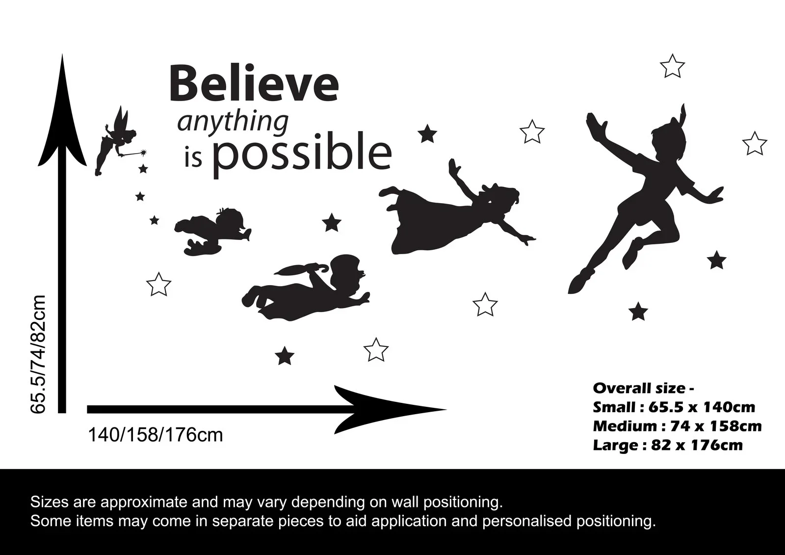 PETER PAN AND FRIENDS FLYING SCENE  Vinyl  Decal Wall Art Sticker removeable decor  self-adhesive