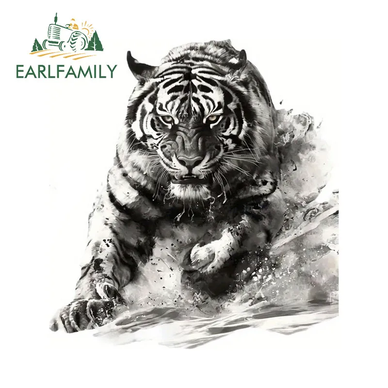 EARLFAMILY Tiger Autoaufkleber, Persönlichkeit, Okklusion, Kratzer, Wohnwagen, Kofferraum, Heckscheibe, Vinyl-Aufkleber, wasserdicht, individueller Druck